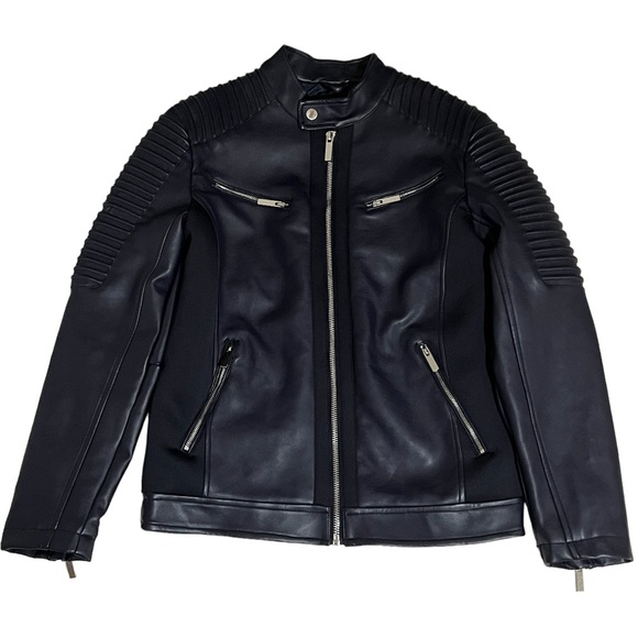 Men’s Motorcycle Biker Vintage Distressed Black Faded Real Leather Jacket - Picture 3 of 5